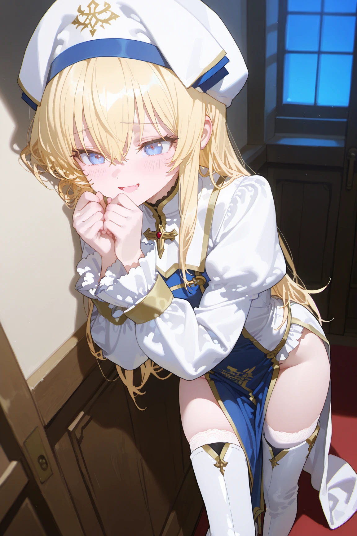 (artist:mika pikazo)[artist:ciloranko],artist:kazutake hazano,[artist:kedama milk],
artist:yoneyama mai,artist:ciloranko,artist:sho {sho lwlw},
1girl,phoebe \(wuthering waves\),solo,medium breasts,white headwear,white dress,black gloves,long sleeves,x hair ornament,white pantyhose,
1girl,1 boy,{{{deepthroat}}},female masturbation,female ejaculation,spread legs,nude,pussy,nipple,fellatio,oral,squatting,full body,cum on body,
very awa,masterpiece,best quality,year 2024,newest,highres,absurdres,
<lora:phoebe_NoobVpred06:1>,