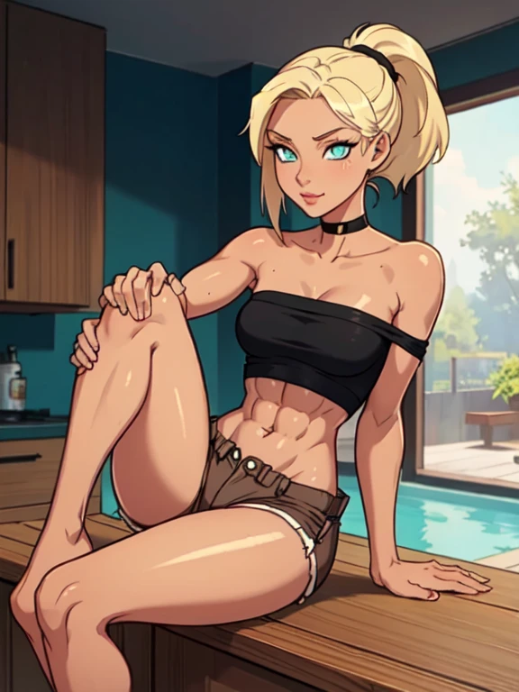 zoomed out, wide angle shot
<lora:Artemis_YJ:0.7> artemis crock \(young justice\), (sfw). ultra realistic, best quality, extremely detailed clothing fabric, extremely detailed face, perfect lighting, ultra-high res, 8K UHD, 1girl, well-toned, medium sized breasts, ((bikini)), jeans, laying on bed. ponytail