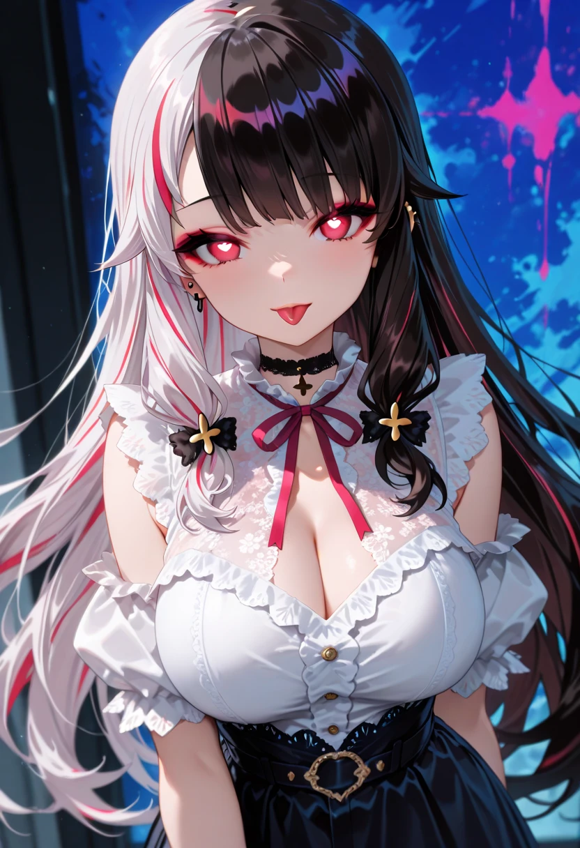 A succubus with black horns, wearing a white gauze dress, a charming expression, the highest resolution, high quality, overlook view, cinematic lighting, perfect, full-body portrait