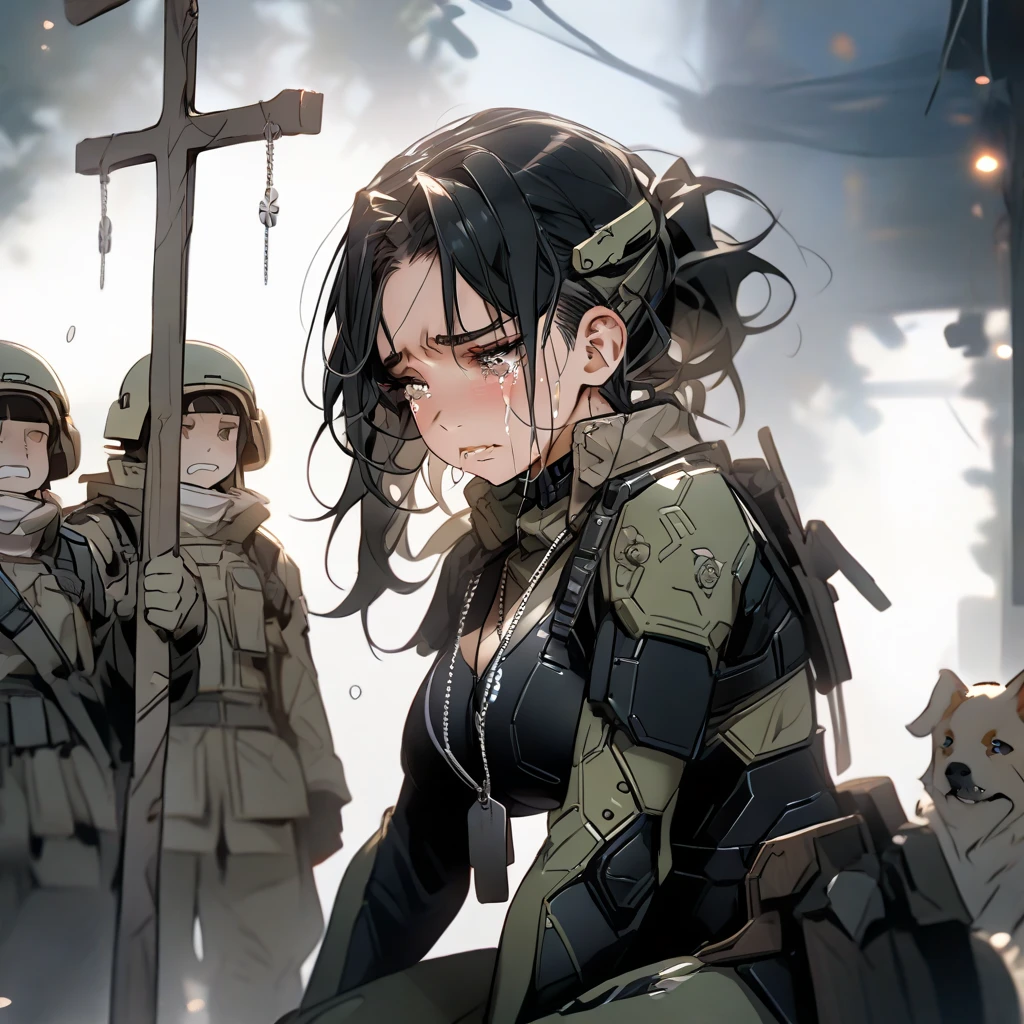 quality\(masterpiece, best quality,8k,wallpaper of extremely detailed CG unit,hight resolution,top-quality,top-quality real texture skin,hyper realisitic,increase the resolution,RAW photos,best qualtiy,highly detailed,the wallpaper\), BREAK ,1couple(1girl and 1man\(injured\):1.4), BREAK ,1girl\(20 years old,field nurse,military nurse,army nurse,beautiful,big eyes,luscious body,american,long hair,facemask, military camouflage suite, military caouflage helmet, backpack,medical treating 1man\(injured,bloody,\)\), BREAK ,1man\(soldier, wounded, injured, laying down\), BREAK ,background\(battle field, get shot\(bullets\),,bombing\(explosion\)\),(dynamic angle:1.8),dynamic pose,long shot,landscape,