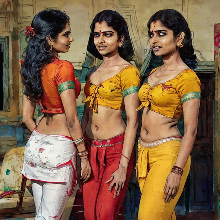 (Split screen:1.2),((1950s style:1.3)) magazine photoshoot, Indian Kerala woman wearing saree,1950s photo quality,shot on Kodak Ultra F9 35mm Film camera,(photorealistic:1.3),onoff