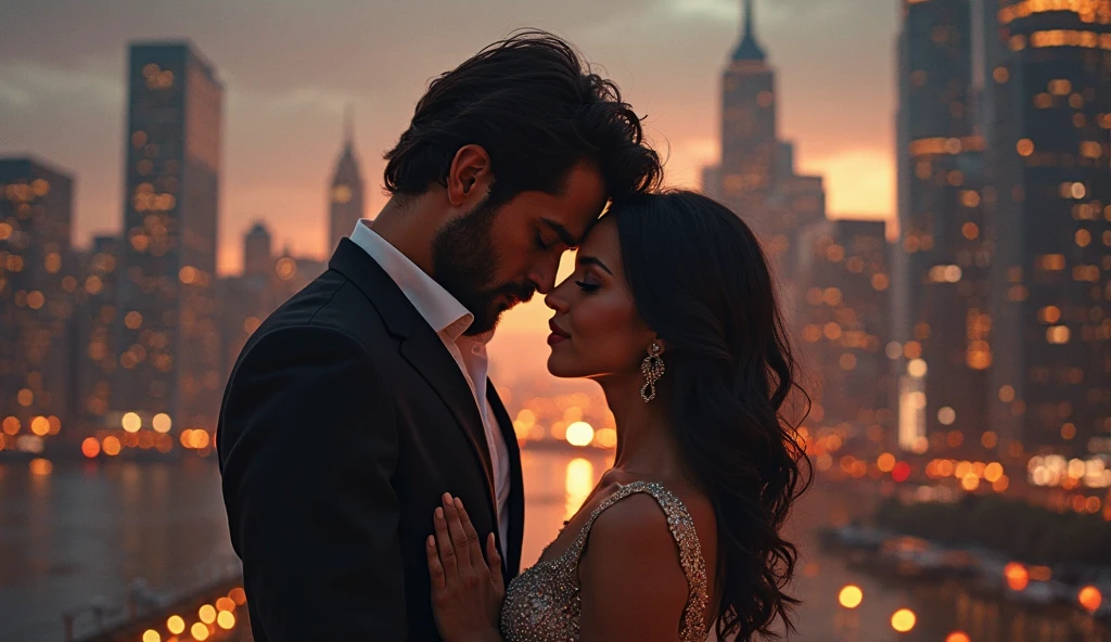 Have a man in a black suit with a Brazilian girl