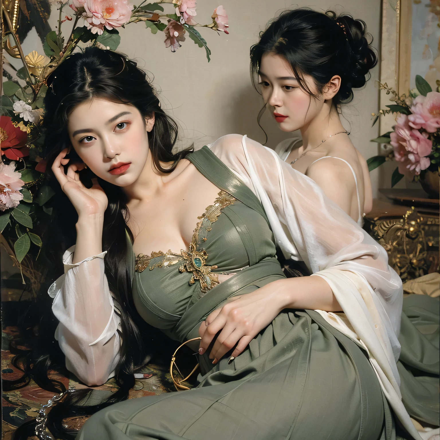 There is a paper cut of a woman in a dress and flowers, paper modeling art, 3D magical details, paper art, layered paper art, James Jean Soft Light 4K, Yuri Schvedorf and Tom Bagshaw, beautiful digital artwork, Sylvain Sarrell and Igor Mosky