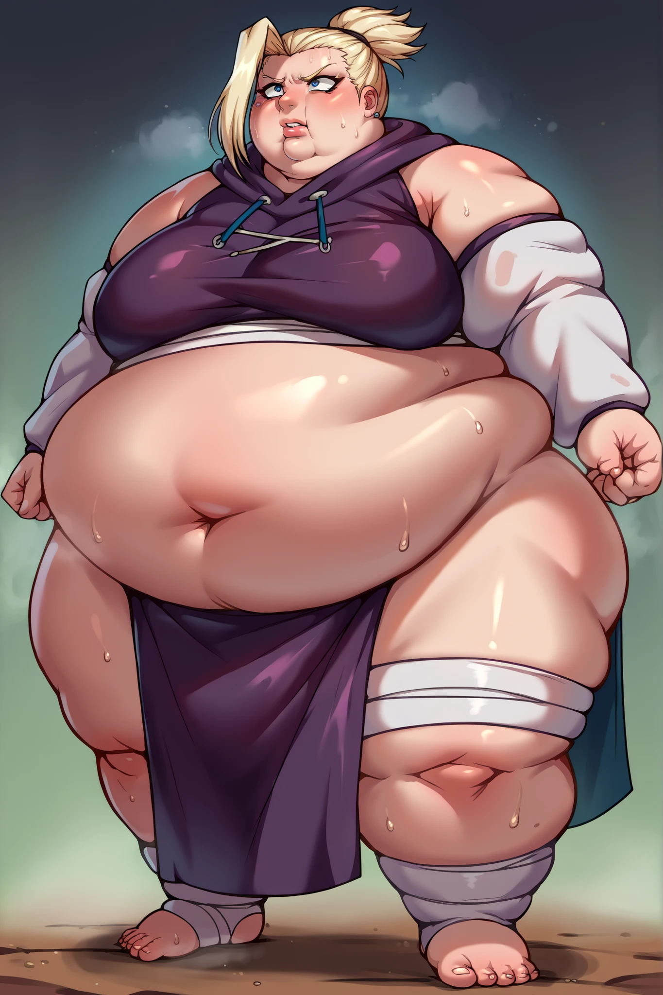 realistic lighting, natural light, (solo), (chubby girl), (curvaceous body), ganyu from genshin Impact, horns, ussbbw, short hair, big cheeks, white bra and panties, (tight suit), white skin, white Blue hair