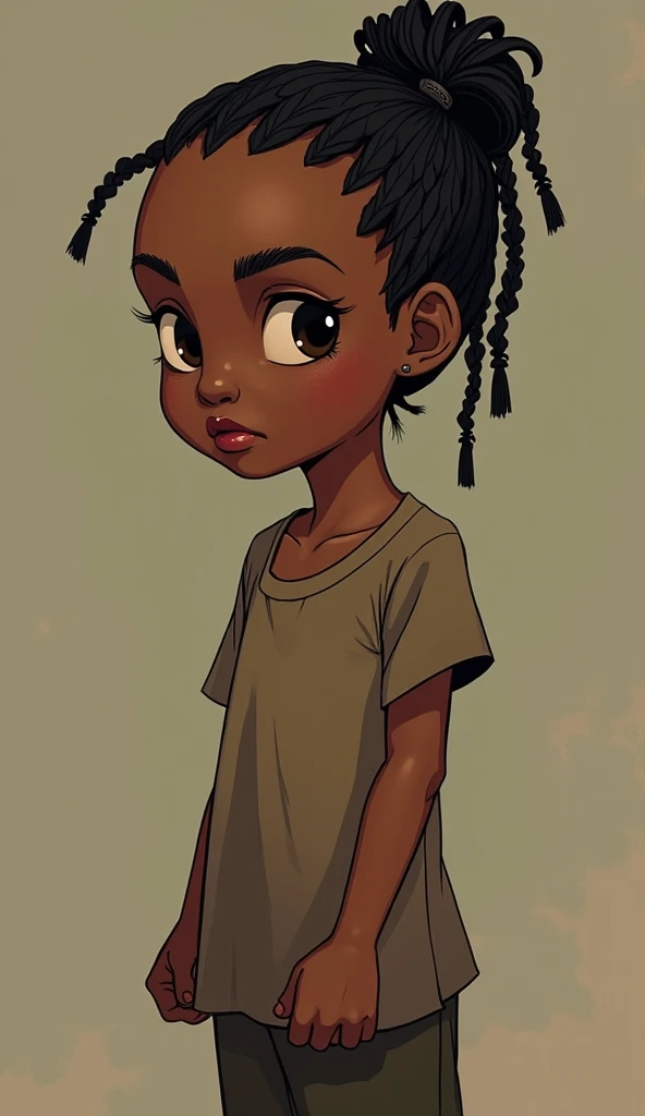 a girl,brown skin,black hair