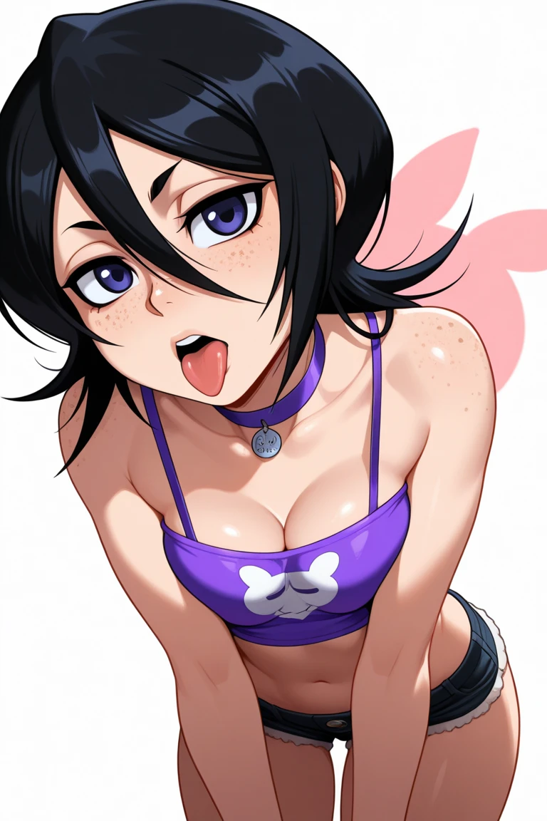 masterpiece, best quality, shinobu kouchou, looking at viewer, large breasts, upper body, portrait, seductive smile,both hands raised, armpits, armpits visible, sweaty armpits, wearing purple bikini