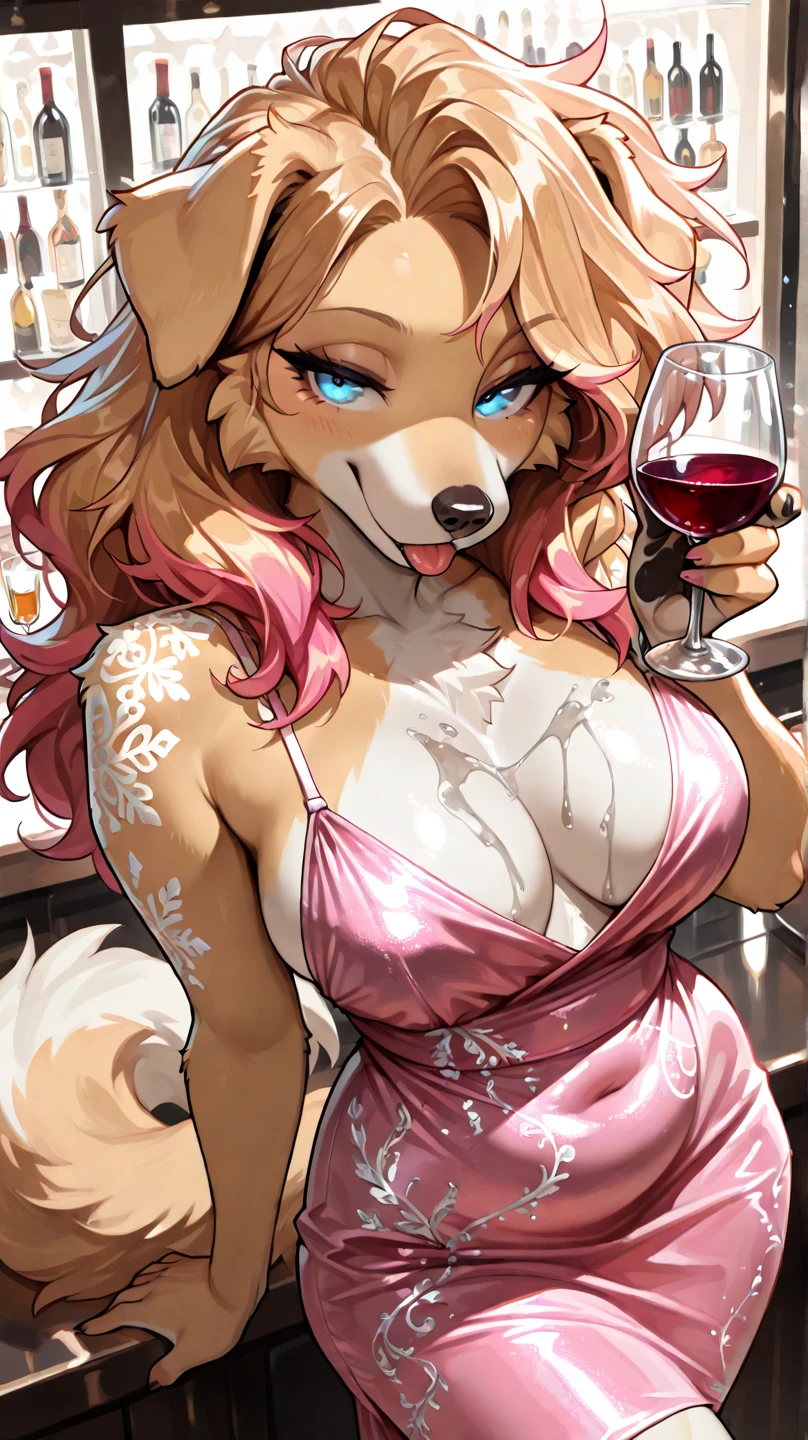 ((masterpiece, best quality)), (anthro furry:1.3, muzzle:1.2, anthro:1.3, furry:1.2, closeup:1.2, female solo:1.2, cleavage, leaning forward, smile, red), no blouse, sweatpants,transparent blouse,back showing butt,cute panties, fox spiraled in funtime foxy colors,five nights at freddy,white skin pink details, pink eyes, sexy position, ambient place, pizzeria five nights at freddy