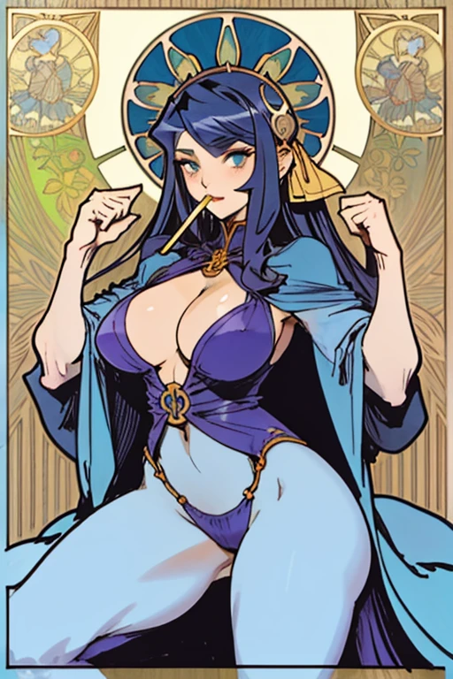 Genshin impact, 2 women, Yuri, purple hair keqing, ganyu, looking at each other, bed, NSFW, hentai, fingering pussy