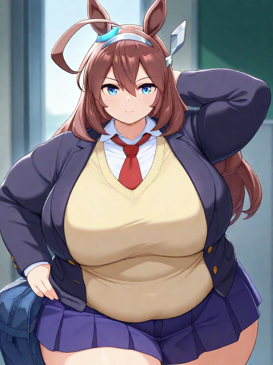 1girl, alone, yakuzen kusuri, masterpiece, best quality, high resolution, big breasts, medium waist, wide hips, medium thighs, red hair, turquoise eyes, long hair, red playboy bunny dw suit, cleavage, black headband, ears black bunny, black pantyhose, red heels, glasses, spectacles, full body, sexy body, standing, looking at the viewer, looking from the front, focus on breasts, pov (from above), hand holding the hip, perfect hands, perfect ???????