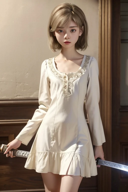 masterpiece , Highest quality , Very detailed , 1 person, ((Contrasting Eyes)) , Are standing , blouse, skirt , bangs , room , indoor