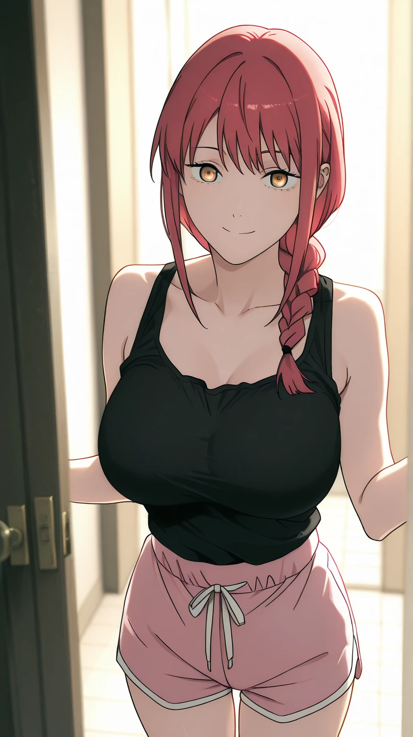 Torudaya style, 1girl, green eyes, solo, blush, eyes visible through hair, red hair, looking at viewer, breasts, open mouth, cleavage, off shoulder, (blue crop top:1.1), <lora:Torudaya_style:1>