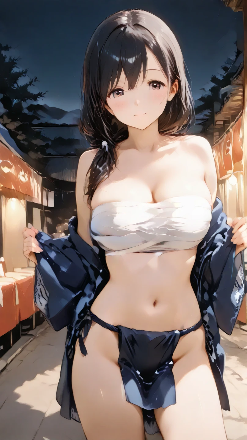 (topless), nsfw, masterpiece, 1 girl, erect nipples, nipples, navel, necklace, bare breasts, bare stomach, sweaty, large breasts, puffy nipples, bare arms, hands on waist, elbows, child, japanese house, sliding doors, garden, ushio, pleated skirt, ahoge, drinking milk, porch
