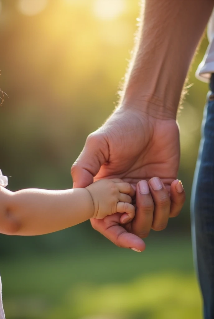 Person holding the hand of a disabled child 