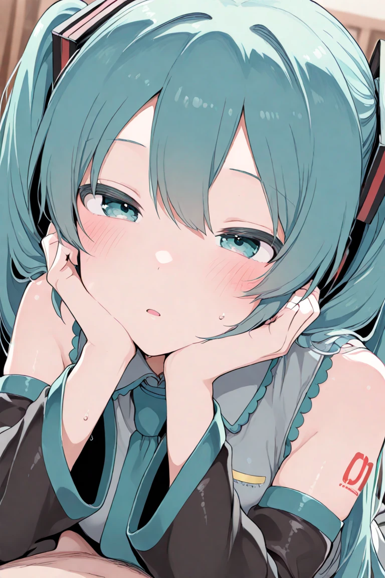 HatsuneMiku ,uncensored pudendum ,Masturbation without panties,pussy,Squat down close-up