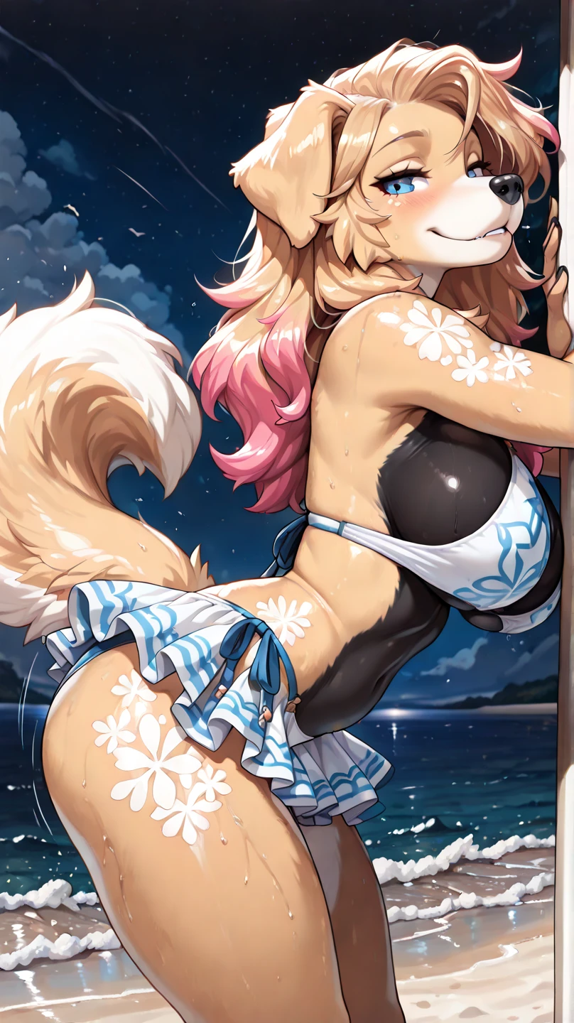 mind control hypnosis_app puffy_nipple drooling collar pussy pink_eyes beach_background solo glowing_eyes heart_eyes lick smirk smirk smirk <3 leash slave solo solo solo alone tongue_out peeing