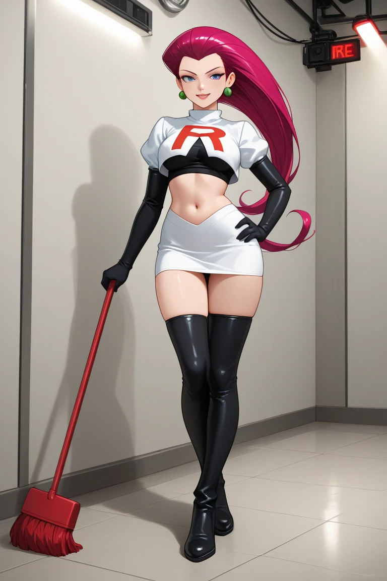 (Alphonse Mucha style:1.3), masterpiece,Highest quality,High resolution,Anime Style,(1 high school girl:1.2), The clothes are thick enough not to be see-through, (((Team Rocket uniform), Short skirt), (Black Patent Leather Gloves), (Black patent leather boots), (Jet black panties)),(Smiling and showing teeth:1.3),(Her hair color is green., Three-stranded,　Glasses:1.3), (Panty shot, View from below the subject:1.1), (Clothes that look good:1.1), (Blank Background:1.3), (The subject steps on the viewer:1.3)