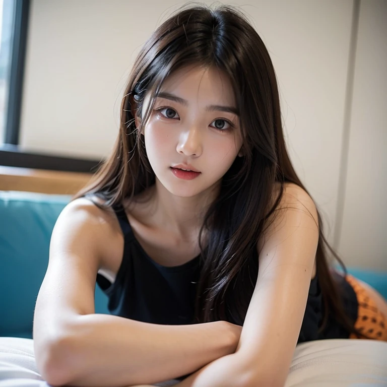 there is a woman with long hair sitting on a bed, 18 years old, asian girl, 2 4 year old female model, anime thai girl, 2 2 years old, asian, young asian girl, 1 6 years old, asian female, south east asian with long, 21 years old, she is about 2 0 years old