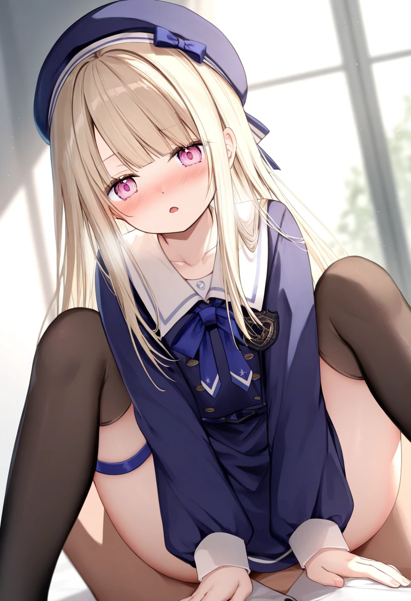 masterpiece, best quality, 1 girl, solo, 10 years old, flat chest, ingridms, hairpods, gloves, skirt, pantyhose, bow, dress, nsfw, pink bra, bra lift, nipples, breasts out, pink lace panty, (tears overflow:1.3), shout, (resist), (missionary position:1.3), pov, 1boy, penis, sex, (lying on froor:1.2),spread legs, (torn clothes:1.5)