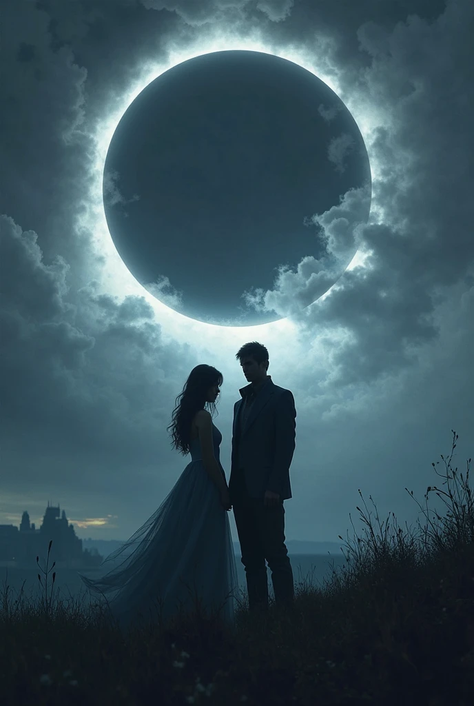 romantic solar system portrait wallpaper couple