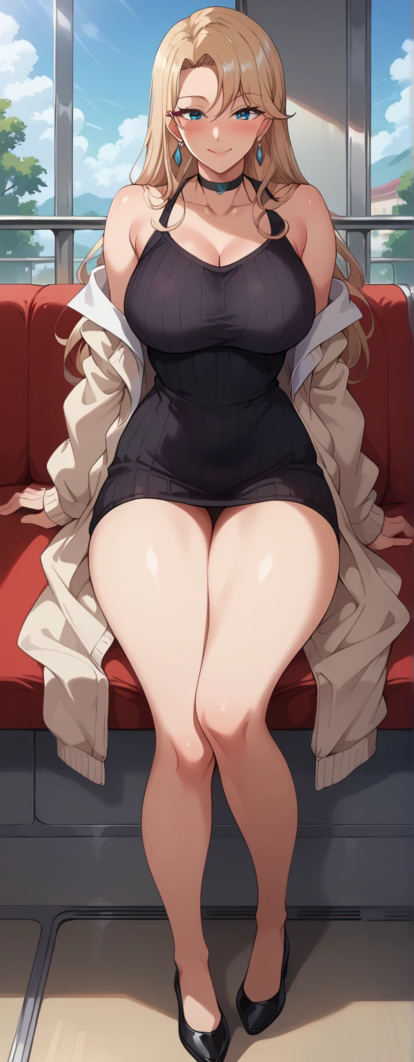 masterpiece, best quality, AngelicaV4, 1girl, solo, ((black sweater, red panties, ankle boots)), crossed legs, sitting, night, indoors, castle, high detail,