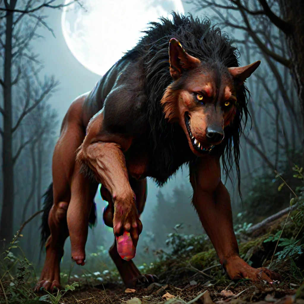 The howling film, duo, movie screenshot, transforming werewolves mating, side view, from behind, doggystyle, muscular male, anthro