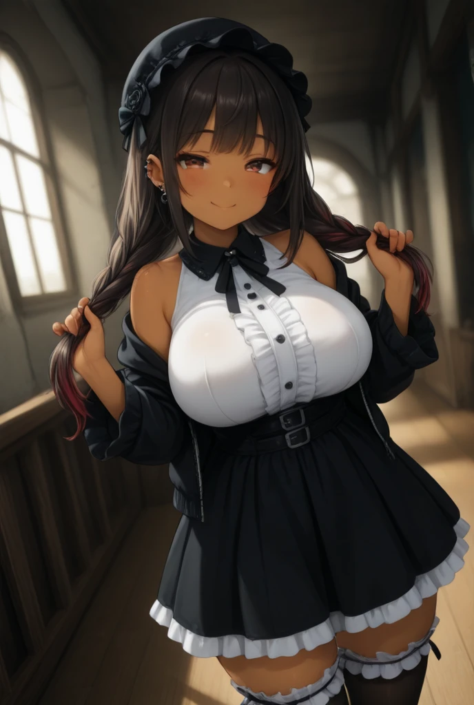 very cute and beautiful girl,(highly detailed beautiful face and eyes), (smile),blush,black hair,cowboy shot,looking at viewer,kneeling, (elegant brown plaid lolita dress with detailed frills),detailed lace,(skirt lift,white panties), altar,church,indoors, (best quality,masterpiece:1.0),absurdres,highres,ultra-detailed,extremely detailed,32k,8k resolution, intricate details,cinematic scene,detailed background,solo,dynamic angle,