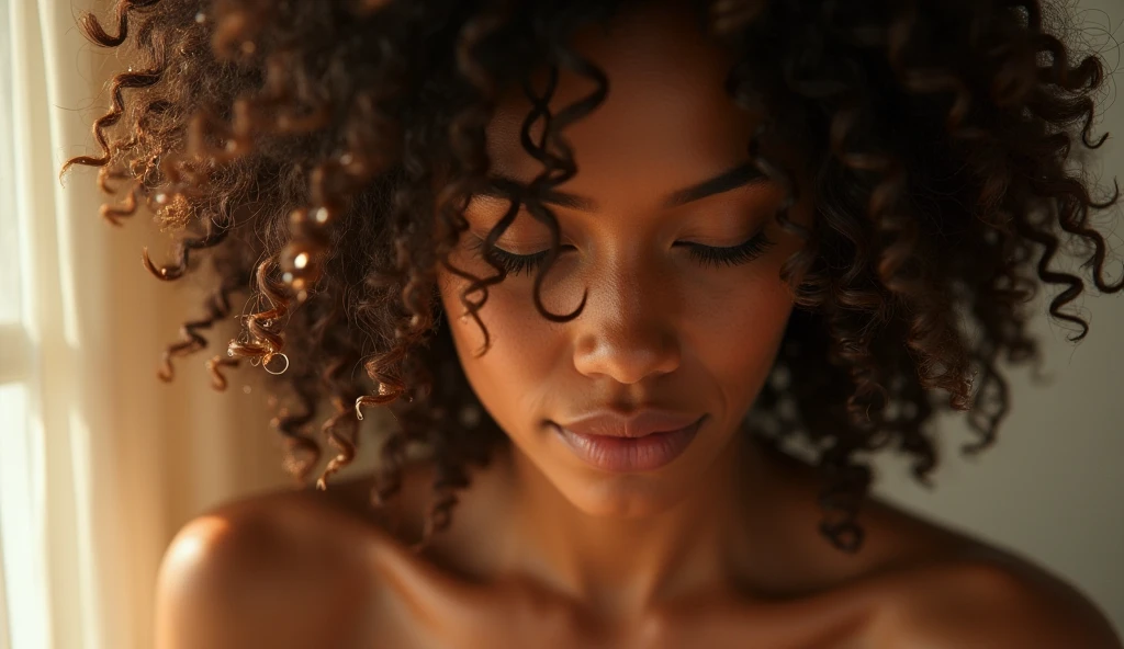 black woman black woman with curly hair washing her hair