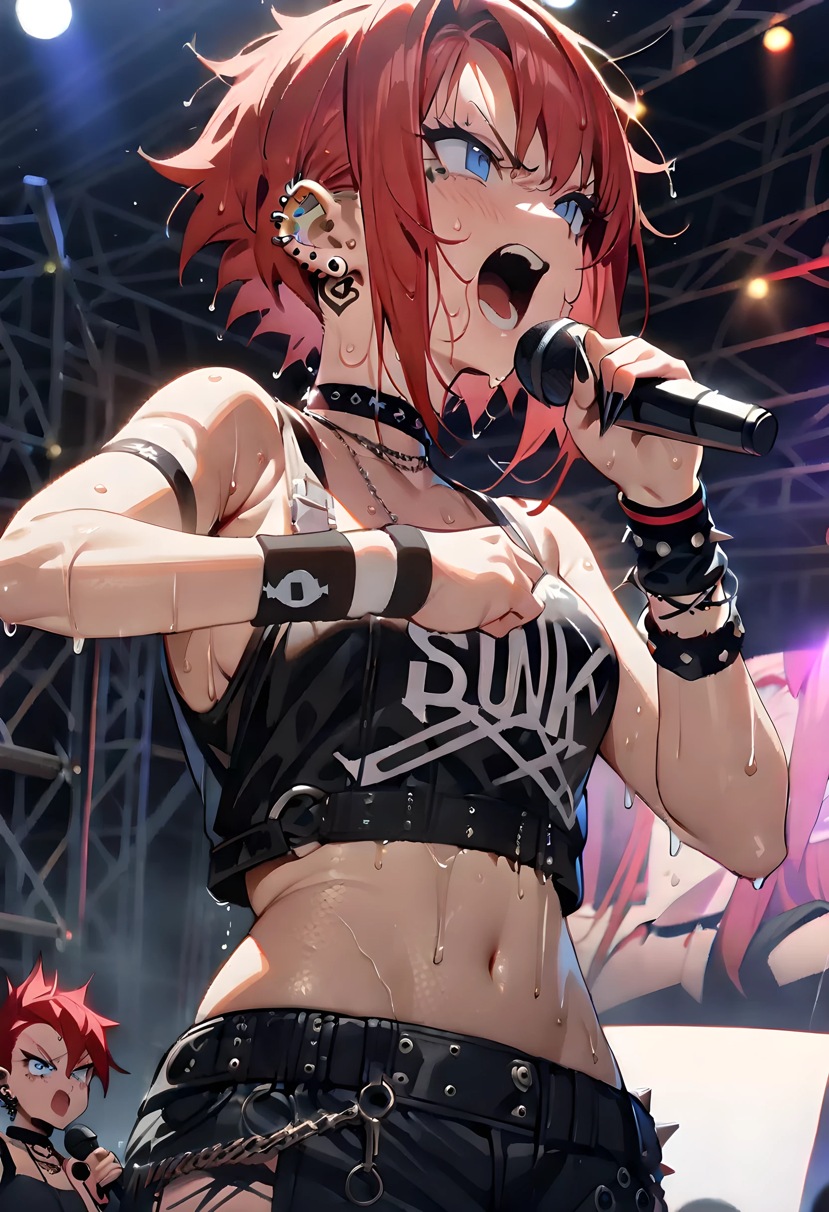 ((best quality)) , ((masterpiece)) , (detailed),A cartoon woman holding a microphone