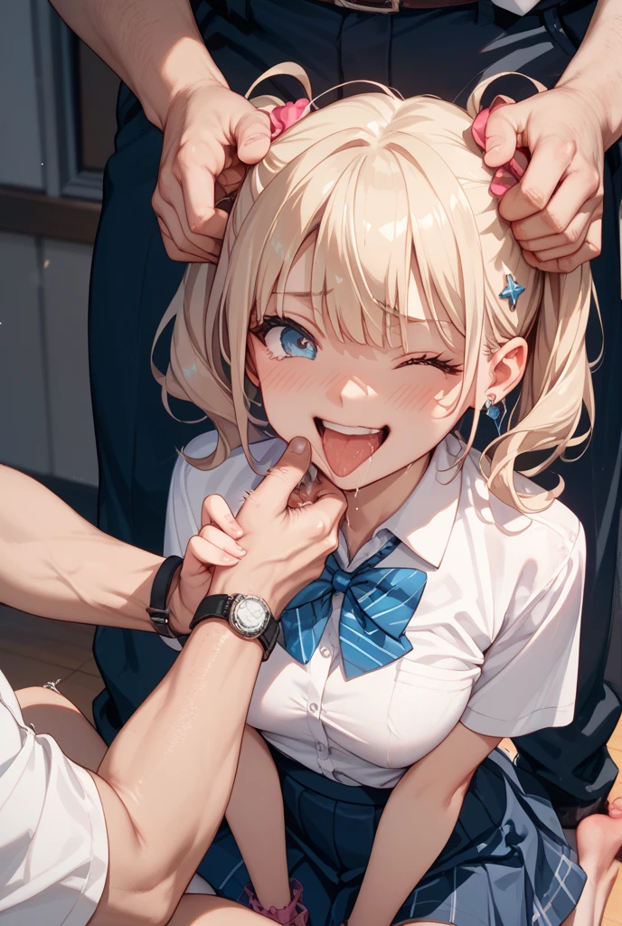 score_9, score_8_up, score_7_up, source_anime, best quality, masterpiece, official art, absurdres, highres, ultra-detailed,waifu2x,break,1girl, io \(granblue fantasy\), (dark-skinned female), blonde hair, swept bangs, blue eyes,gradient hair, hair ornament, long hair, flat chest, twintails, sweat, (nipple:0.6), sweat, saliva, (yawn:0.5),blush,penis, twitching penis, oral sex, rape, felatio, hand on girl's head, cum, motion lines,projectile cum, facial, bukkake, hot breath, sound effects, outdoors, alley, ,break,(clear line illustration:1.2), super detailed skin,very high resolution, very aesthetic, Best sexual lighting powered by famous artist, 8k,cute picture,beauty illustration,photoshop_(medium),,(Detailed Lighting),uncensored,