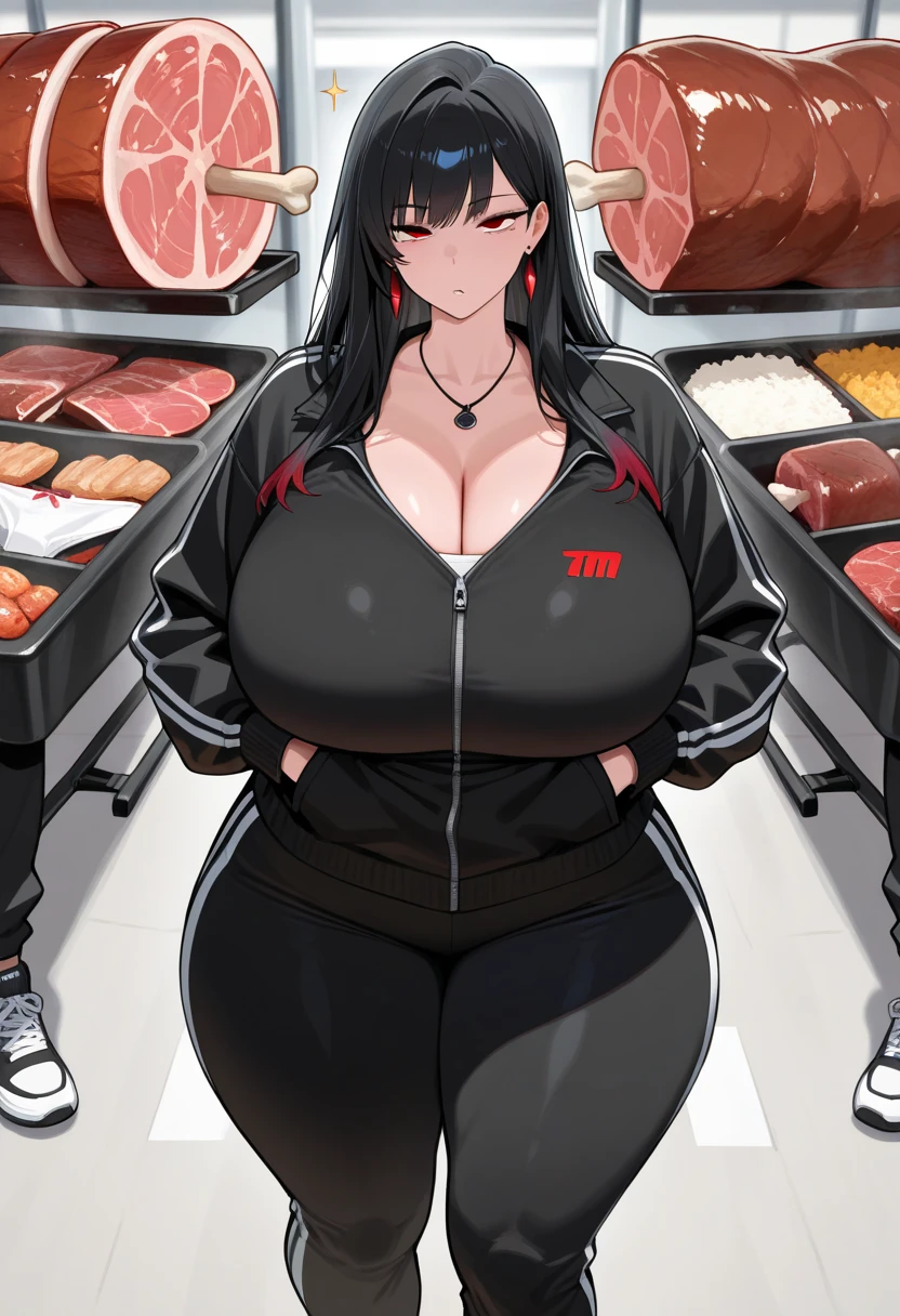 (masterpiece quality1.1), (insanely sophisticated detailed1.2), (realistic detailed beautiful face1.3), (1girl), beautiful face, RAW photo, best quality, high resolution, (masterpiece), POV, black hair tied back,, skintight red polo shirt, skintight black slacks, standing at fast food counter, ((enormous belly)), ((incredibly overstuffed belly)), (photorealistic:1.4), dynamic volumetric lighting, professional photography, sharp focus, HDR, 8K resolution, beautiful angular face, high rating, intricate detail, sophisticated detail, depth of field, detailed soft eyes, big eyes, chubby, soft fat, smooth skin, tight clothes, undersized clothes, (correct anatomy1.6), ((hyper swollen belly1.5))