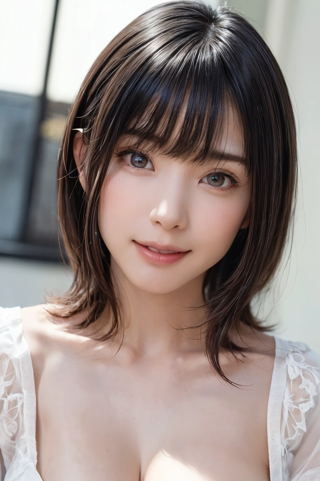 高品質in超リアルなポートレート。彼女は小さく繊細な顔立ちin、I have a slightly round face shape。Her expressive almond eyes gaze kindly and warmly..、私は眉毛が強いinす。肌は無垢in透き通るような白さin、It has a natural shine。(彼女の髪は茶色inピクシーカットinす.:1.3)in、シンプルinエレガントに整えられています。メイクはナチュラルin、Light foundation and subtle blush、Uses a soft pink lip color。ライティングはソフトin自然な光を使用し、Accentuating facial features、Do not emphasize shadows。背景はシンプルinぼかしたグラデーションin、Focus on the face。