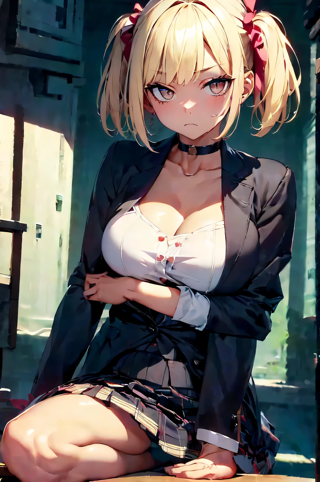 1 Woman，33 years old，Milf，Maximum chest，性感Convex起，exposure， solo，beauty pageant，stand up（background：Airport，Snow Mountain，flat，in the winter，snowstorm，Big Snowflake）On the plane， She has long blond hair，Long hair fluttering in the wind，Red lips，Black Girl，Dynamic poses，Sweating，Soaked，从front看， Straight Hair， partly cloudy，（（（masterpiece），（Very detailed CG Unity 8k wallpaper），Best quality，light，详细background，Beautiful and delicate eyes，smart student，（Very delicate and beautiful），（Beautiful and detailed description of the eyes），blue eyes，Red lips，Extremely detailed，masterpiece，）），Facing the camera，（Full body portrait），high resolution，Extremely detailed），Exposing breasts，Exposed genitals，  Convex，Legs open，Sexy pose，Camel toe，complexion，Open your mouth，front，Aerial，Berets（Wear：White transparent stewardess，Large colorful bow tie，Sexy black mini skirt），sit down