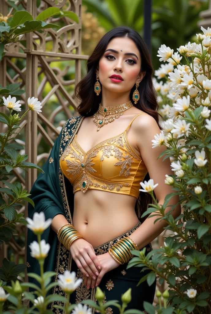 underboob,RAW, Best quality, high resolution, masterpiece: 1.3), beautiful 15 year old Pakistani teen in hijab, Masterpiece, perfect slim fit body, big Huge breast, big gorgeous eyes, Soft smile,a close up of a woman, wearing beautiful bra, beautiful design, hijab, rustic, very beautiful elegan style, beautiful masterpiece, fine details, wearing gorgeous clothing, choker , necklace, hairband, forest, lighting, Bright colors, Clean lines