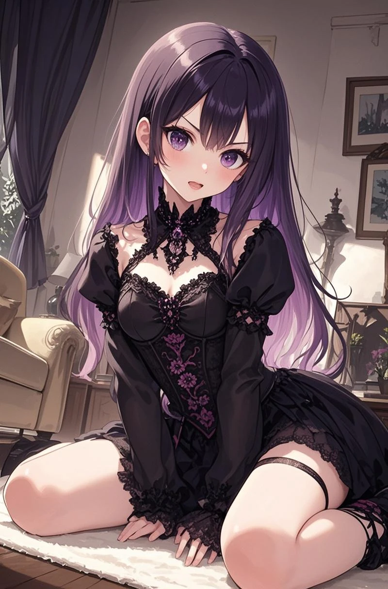 anime girl sitting on a couch with her legs crossed, seductive anime girl, [ 4 k digital art ]!!, by Jin Homura, beautiful anime girl squatting, (anime girl), attractive anime girl, by Shitao, smooth anime cg art, beautiful alluring anime teen, the anime girl is crouching, at pixiv, ecchi anime style