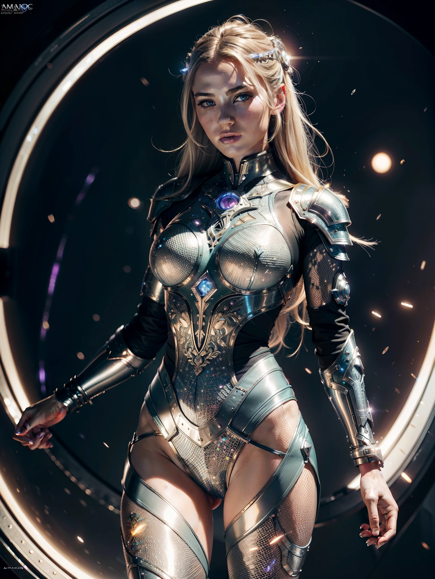 a beautiful young magical girl, blonde hair, red eyes, full body looking at viewer, mecha style magical girl, mecha style leotard, mecha style armor, mecha style accessories, highly detailed, intricate design, cinematic lighting, dramatic pose, vibrant colors, dynamic composition, (best quality,4k,8k,highres,masterpiece:1.2),ultra-detailed,(realistic,photorealistic,photo-realistic:1.37)