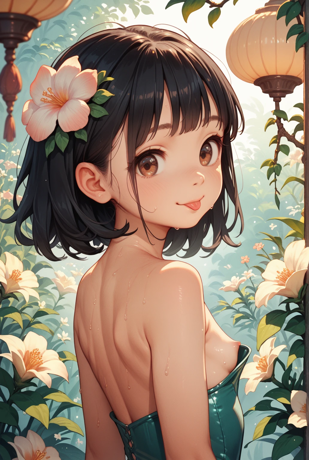best quality,masterpiece,1girl,solo,(((NSFW))),(((9years old))),japanese girl,an extremely cute and beautiful girl,highly detailed beautiful face and eyes,petit,cute face,lovely face,baby face,shy smile,show teeth,black hair,medium long hair,Hairless pussy,flat chest,skinny,slender,(((wearing a wet thin gold floral mini chut thai))),(((standing in a Thai temple))),she is looking at the viewer,hands fingering herself,pull off clothes,(undress:1.1),(no panties:1.1),(open legs wide:1.1),(no bra:1.1)