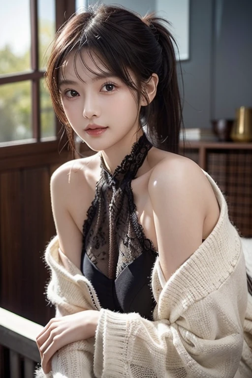 (((32k,high detal,high-detail、masterpiece,Attention to detail,full body Esbian,独奏))),Raw photo & realistic atmosphere,beautiful dark blue eyes,Detailed mouth,Glossy lips,Detailed eyebrows,Eyes drawn in detail with soft white skin that shines in every detail、Very beautiful eyes with azure eyes,Detailed lips、Very beautiful face,Very well-formed face、Lifelike face,shiny beautiful lips,Beautiful eyebrows,Infinite reality, Realistic Young Gravure Idol,Very cute high school girl, , Young Sensual Gravure Idol, Young Gravure Idol, extremely beautiful and cute17-year-old pointed samurai beautiful girl,with a flushed face,Incredibly beautiful and classy17 year old beautiful girl,natural soft light,(Black shiny hair,,bare-legged,Samurai kimono and black hakama,Beautiful kind eyes:1.5),(youthfulness,Heavy wear,Return to bare neck,Gentle smile,well-shaped breasts,,Immature body,japanese samurai,Japanese-style kimono based on red, Black and navy blue,Japanese style medium shorthair,Hang your hair high and tie it into one,Beautiful posture,crouching down,no-makeup,woman samurai,woman swordsman,Influence of Shinsengumi,Looking into the distance,Japanese pattern haori,Japanese style hair ornament,cleavage of the breast,Wearing bowl rolls,No bra,Black Hakama:1.6)
