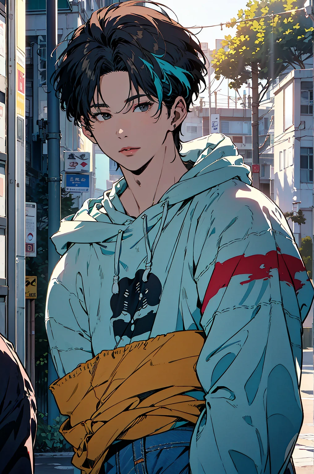 pastel , 1980 style ,colored pencil drawing，( top quality:1.2, very detailed, Newest,  masterpiece:1.2,  Best Aesthetics),((最高masterpiece)),(((top quality)))high definition、((Cool Summer Model Style、  beautiful 、Illustration of a cool and handsome 18-year-old man、Cool and Handsome Poses、 :1.4))((((            18 year old handsome man shining under bright sun            、colorfulな髪色,Cool casual clothes、vintage jeans、)))), (colorful),,Cinematic Light,{X} very detailedなCG Unity 8k壁紙 LIGHT, fantasy shot taken with Nikon Z7 II mirrorless camera,Bright Beach Background、1980s retro vintage sparkling bright beach view         、Sparkling color gradation。