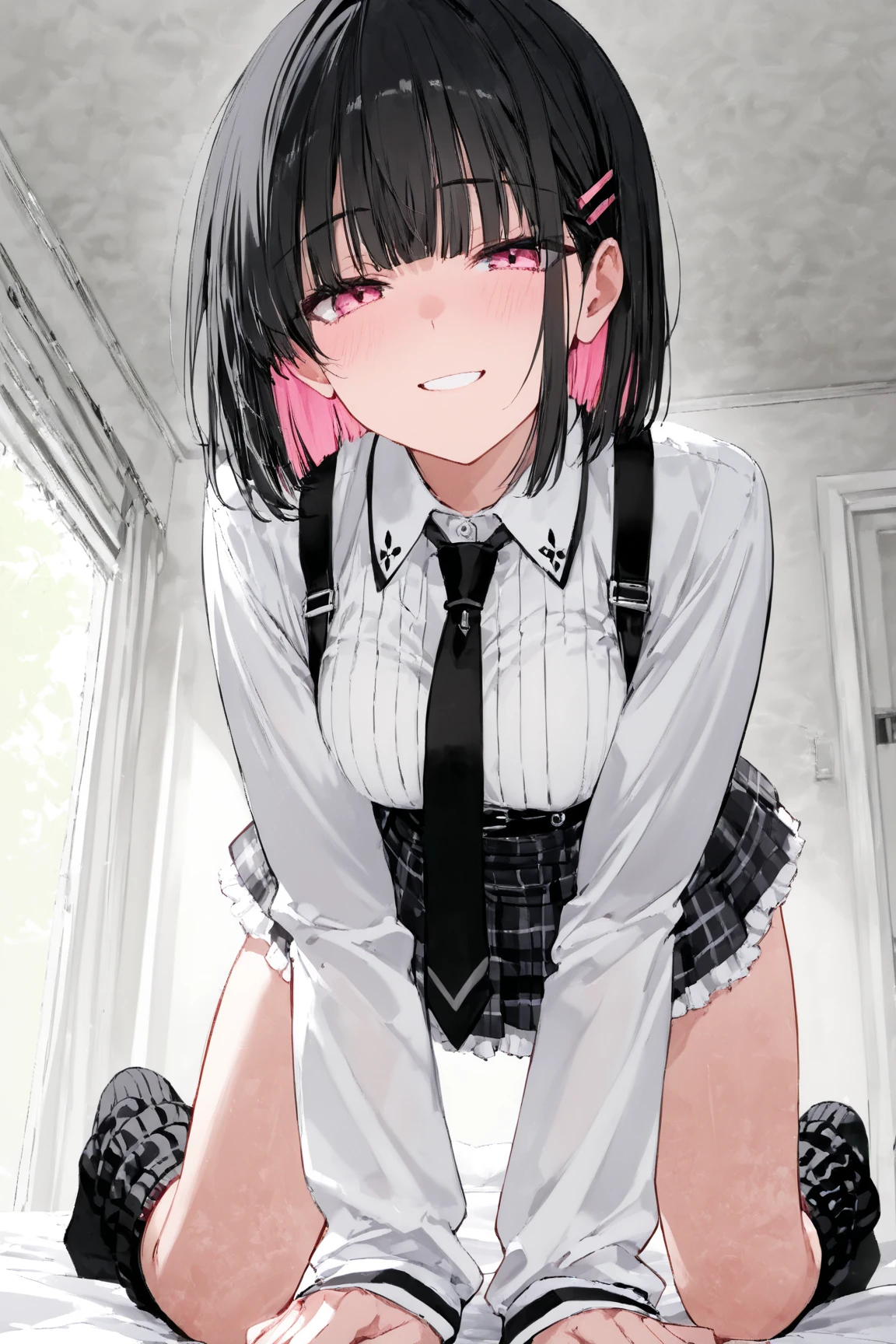 A young in a short skirt, sweat-stained pussy, shaved pussy, wet pussy, beautiful pussy, sexy girl