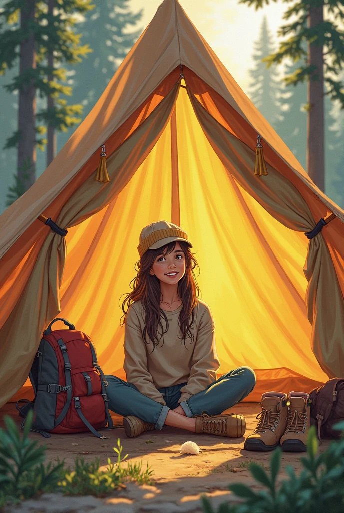 Outdoor Camping, by Bob Byerley, best quality, masterpiece, very aesthetic, perfect composition, intricate details, ultra-detailed
