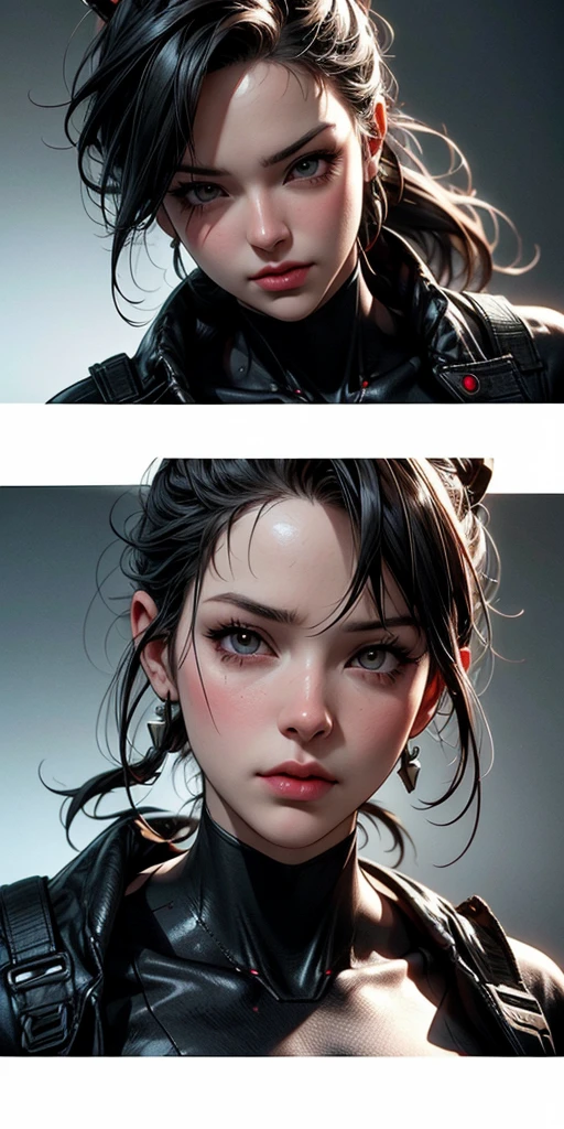 1 girl, medium light black hair, light blue eyes, wearing black suit, night city, 18+ , high res, ultrasharp, 8K, masterpiece, looking from behind