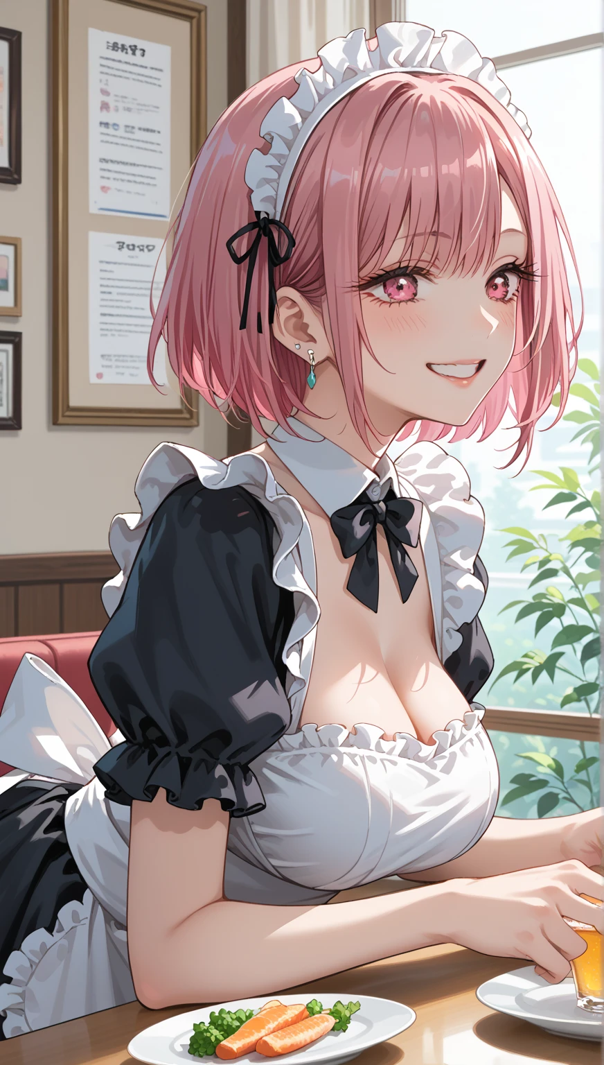 1girl in, 独奏, Lori, Short hair, Cute,
Yui, Pink hair, Short hair, Hair bun,
Sweat, cum on,
Half closed eyes, blush,
view the viewer, From below, Focus,
Love hotel bedroom,
masuter piece, top-quality, Anatomically correct, NSFW, close shot,
angle of view, girl on top, straddle,
large boob, (depth of fields)、bokeh dof, cleavage,
Smile, blush,
naked on apron, strapless, collar,