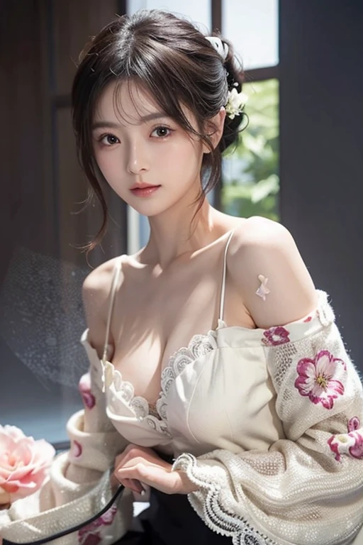 Fashion model 20 years old [[[[closeup cleavage]]]], [[[[boobgasm]]]], [[[[coll]]]], [[[[bshoulders]]]], perfect  eyes, Perfect iris，Perfect lips，perfect teeth，Perfect skin，Long face，slender nose，tall nose bridge，Soft front light，hdr，Movie girl，Simple hairstyle，light make-up，Casual，（pastel colour：1.2）