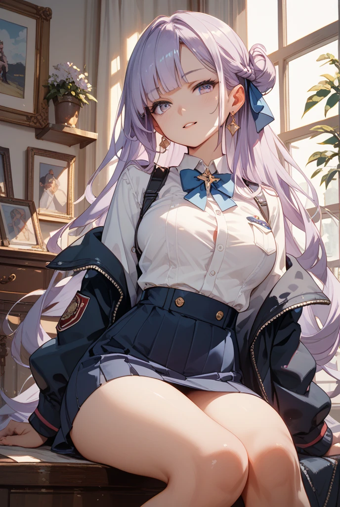((8K, Highest Quality, Masterpiece:1.3)), Ultra High Quality, (1 Girl, 1 Person), (Color Changing Eyes, Super Detailed, Expressive Glow, Sparkling Eyes), Highly Detailed Eyes, Highly Detailed Face, Random Hair, (Silver Gray Color), Revealing, Power Shoulder Navy Blazer, White Silk Blouse, High Waist Gray Pencil Skirt, Strappy Black Pumps, Large Gold Brooch, Pearl Earrings, Dark Pink Lips, Tight Curly Hair, Sheer Stockings, Classic Leather Briefcase, Elegant Gold Bracelet on Wrist, (Cute Panties:1.3), (Ecstatic Face:1.3), On All Fours, Angle from Below, Pussy Juice, White Skin, (Office, Sunset:1.2), Fantastic Light,