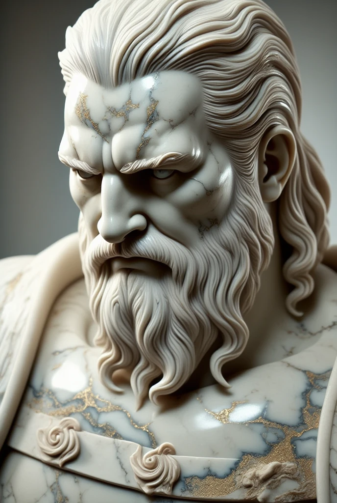 a closeup of the muscular statue of Confucius philosopher made of marble, right to left view, ultra realistic, high detail, 8k, fuji film, 20mp, perfect detail, cinematic lighting, masterpiece, high definition, unique nipple
