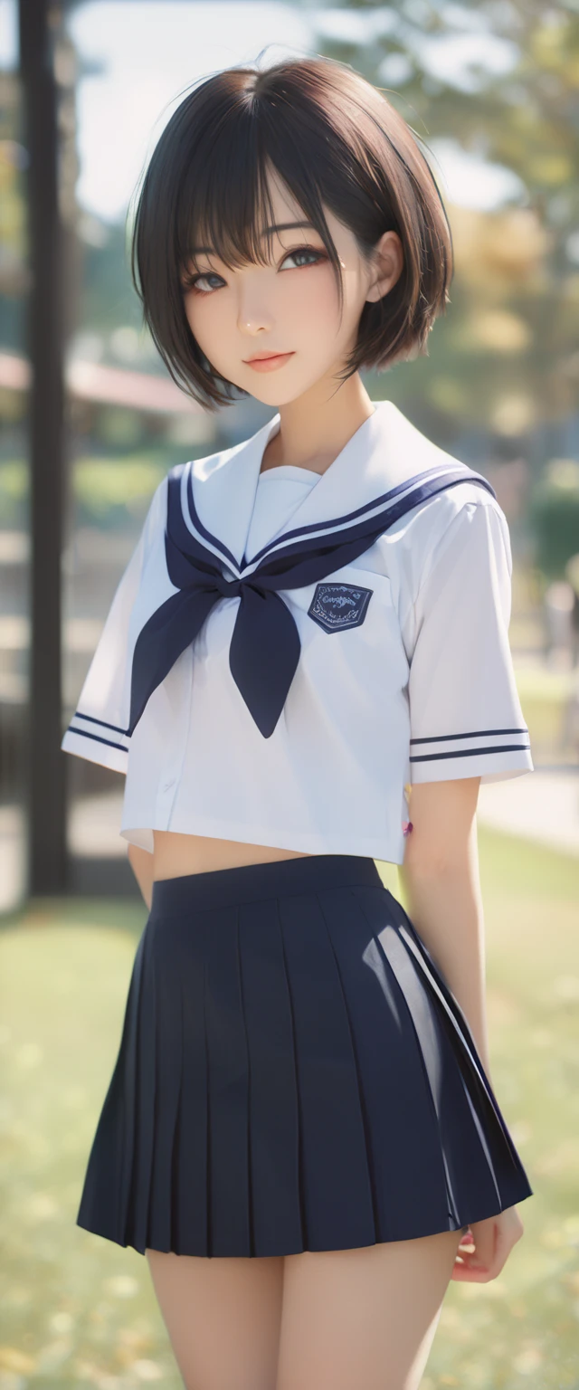 (masterpiece, highest quality:1.2), 8K, 12才のfull nudeの女の子, 85mm,Official AR RAW Photos, スーパースリムなスレンダーbeautiful girl, (Navy blue short skirt、下Half bodyfull nude、short sleeveの白シャツ、show me your ears、naked girl photo shoot、full nude, cute face, close, Half body, It was a race, gardenia, beautiful girl, , thighs, short sleeve, station platform、 looking at the viewer, no makeup, (big smile), film grain, chromatic aberration, sharp focus, face light, clear lighting, Ten generations, detailed face, background bokeh, (dark red tie:1.1)、((((((12 year old girl))))))、((((((12才のfull nude女子高生)))))、thin waist、shy pose、shy and nervous girl、 Sad face