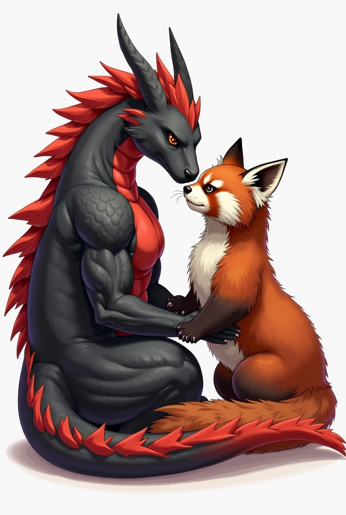 score_9,score_8_up,score_7_up, source_cartoon, kemono style, an all red Anthro scalie argonian, argonian from Skyrim, red scalie body, bald. reptilian, tail, black ram horns, black horns, red eyes, black lips, some black scales, tall and toned body, thick thighs, abs, wearing black underwear, looking down at other girl, drunk, blushing, drunk bubbles, crawling, her hands on other girls chest, blend in with characters, simple background, blend in with background