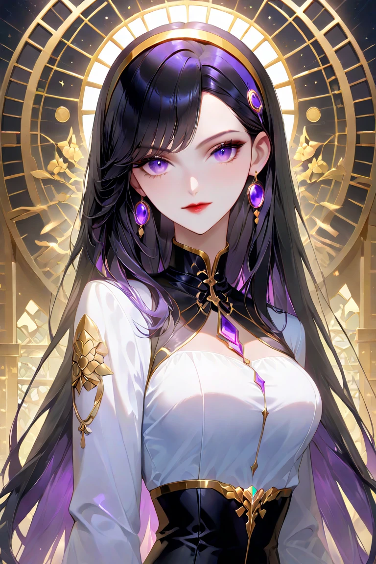 a close up of a woman in a black and purple outfit, thick, commission for high resolution, inside an abandoned cathedral, 极其详细的Artgerm, cassandra cain in satin, highly detailed exquisite fanart, Ilya Kuvshinov. 4K, pose sexy, High-quality, detailed artwork in 8K, 8k art german bokeh, portrait of Ravenna, fofosexyrobutts