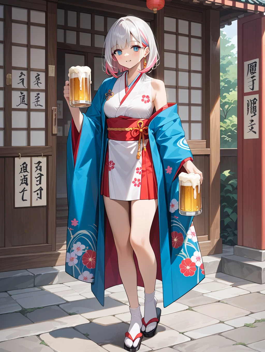(masterpiece, best_quality, ultra-detailed, immaculate:1.3), epic, illustration, mountain dragoon lord , pauldrons, light slate gray hair with sunset highlights, Tri-Braided Bun,swept bangs, crossed ankles, in cherry blossom, mad scientist's downtown Tokyo, in a steampunk factory, bombshell hair, neon blonde hair, Slicked Back Hair,parted bangs, arm at side / arms at sides