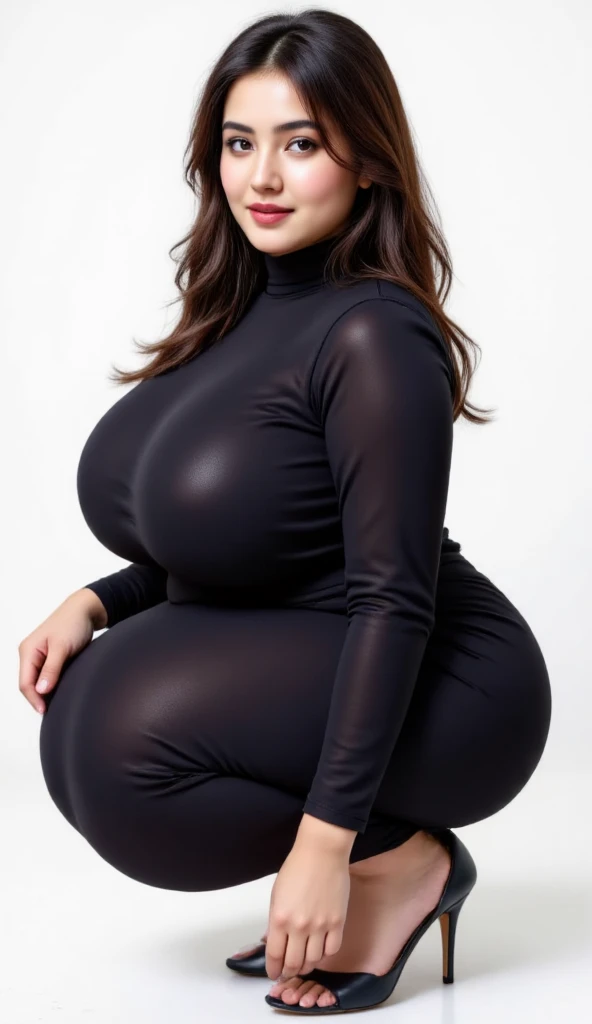 ((best quality)), ((masterpiece)), (detailed), (full body shot), perfect face, woman wearing black latex swimsuit and denim skirt extremely detailed belly, beautiful alluring woman, seductive cute girl, detailed anime artwork, detailed chubby body, massive hips and belly, [ 4 k digital art ]!!, chubby goddess, detailed realistic art, black - haired mage, chubby thighs, chubby massive arm, chubby cheeks with dimples, vhubby face, massive breasts, chubby massive thighs, chubby legs, HD, nene tanaka face, massive hips, massive belly, full body angle, red sneaker 